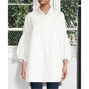 AKRIS Punto Cotton Poplin Half Button Tunic Top, 14